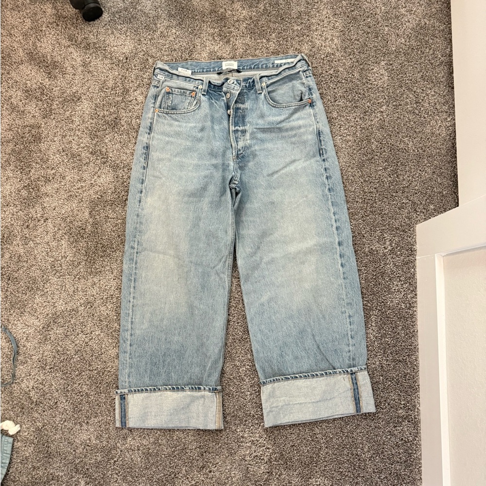 Citizens Of Humanity Light Wash Blue Cropped Jeans